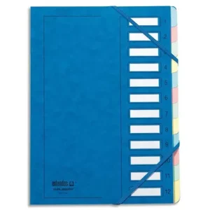 EXTENDOS Trieur en carte forte vernie 12 compartiments Bleu MON DOSSIER