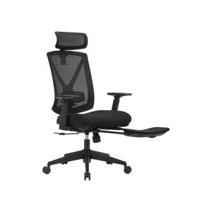 Fauteuil de bureau ergonomiques en filet repose-pieds Mousse de haute résilience, piètement en acier, roulettes en nylons, accoudoir en PU