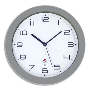 ALBA Horloge murale radio pilotée Hornewrc Grise en métal - Diamètre 30 cm