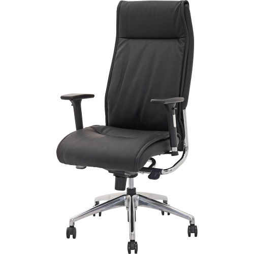 Fauteuil président synchrone 4 positions Très belle imitation cuir noir uniquement Accoudoirs réglables 3D, manchettes « soft touch »