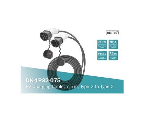 DIGITUS Câble de charge pour véhicules, type 2, monophasé