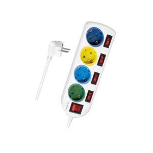 Multiprise LogiLink, 4 prises avec 5 interrupteurs, multicolore