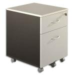 Caisson mobile 2 tiroirs Gris perle / Anthracite, dont 1 pour DS - Dimensions : L41 x H56 x P50 cm
