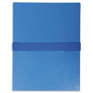 EXACOMPTA Chemise extensible en balacron. Rabat en pied, fermeture par sangle scratch. Coloris Bleu