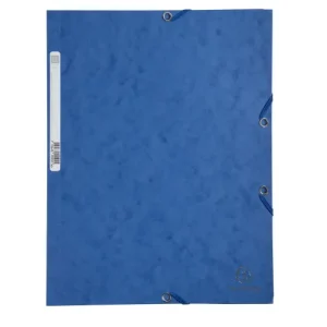 EXACOMPTA Chemise 3 rabats et élastique, en carte lustrée 5/10e, 400gr. Format 24x32cm. Coloris Bleu.