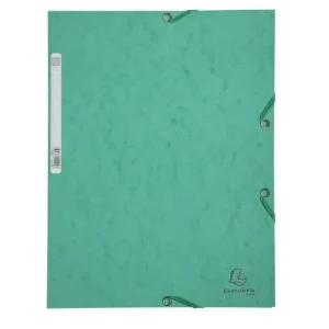 EXACOMPTA Chemise 3 rabats/ élastique, carte lustrée 5/10e, 400gr. Format 24x32cm. Coloris Vert.