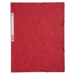 EXACOMPTA Chemise 3 rabats et élastique, en carte lustrée 5/10e, 400gr. Format 24x32cm. Coloris Rouge.