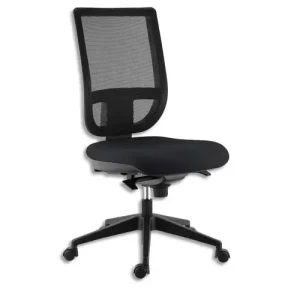 Siège Tertio dossier résille et assise tissu Noir, mécanisme synchrone, piétement nylon, sans accoudoirs