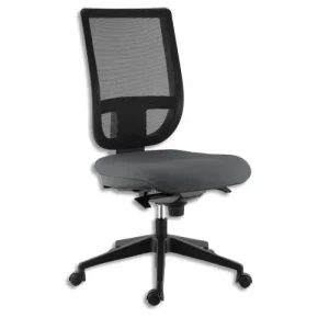 Siège Tertio dossier et assise tissu Gris, à mécanisme synchrone, piétement nylon, sans accoudoirs