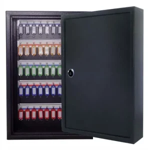 PAVO Armoire à clés 150 clés, serrure à clés 2 fournies - Dimensions : L45 x H38 x P10 cm Gris foncé