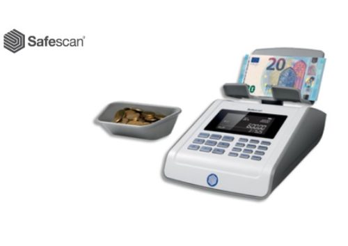 SAFESCAN Compteuse de pièces et de billets 6185 - Dimensions : L26 x H15 x P15 cm coloris Blanc