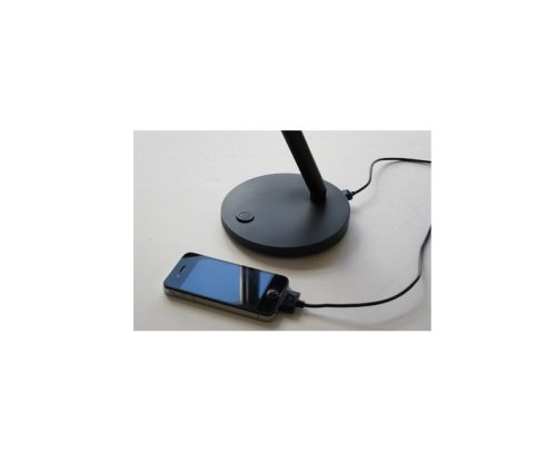 UNILUX Lampe led Jack avc variateur et port USB. Coloris Noir. Dim tête 10 cm, socle 15 cm, hauteur 54 cm