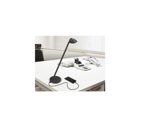 UNILUX Lampe led Jack avc variateur et port USB. Coloris Noir. Dim tête 10 cm, socle 15 cm, hauteur 54 cm