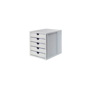 HAN Module de classement Systembox, 5 tiroirs, en polystyrène, coloris Gris. Dim. L27,5 x H32 x P33 cm.