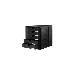 HAN Module de classement Systembox, 5 tiroirs, en polystyrène, coloris Noir. Dim. L27,5 x H32 x P33 cm.