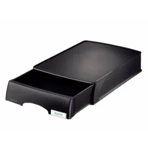 LEITZ Corbeille à tiroir Leitz Plus - Noir - L25,5 x H7 x P 36 cm