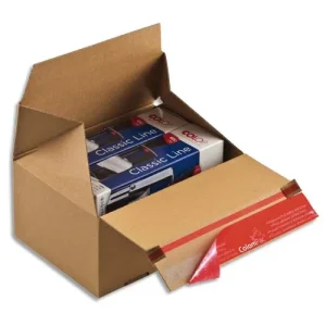 COLOMPAC Carton d'expédition Eurobox S Brun simple cannelure, fermeture adhésive L19,5 x H14 x P14,5 cm