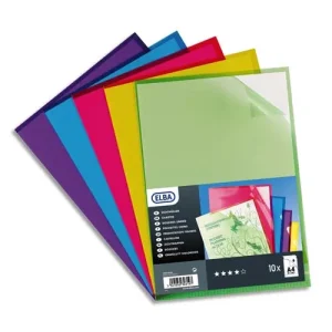 OXFORD Sachet de 10 pochettes coins en PVC 15/100e. Format A4. Coloris assortis acidulés