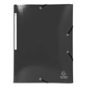EXACOMPTA Chemise 3 rabats à élastiques IDERAMA en carte pelliculée 5/10, 425g. Coloris Noir