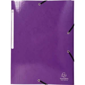 EXACOMPTA Chemise 3 rabats à élastiques IDERAMA en carte pelliculée 5/10, 425g. Coloris Violet
