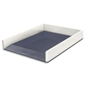 LEITZ Corbeille à courrier Dual Blanc Gris métallisé - Dimensions : L26,7 x H4,9 x P33,6 cm