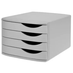 JALEMA Module de classement 4 tiroirs, 100% recyclé polystyrène - Dimensions L30 x H21,6 x P37,5 cm Gris