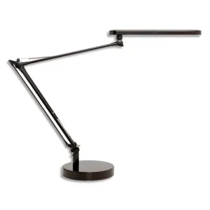 UNILUX Lampes à Led Mamboled Noire en ABS et alu - Bras 2 x 32 cm, Tête 28,5 x 4,5 cm Socle D16 x H2,5 cm
