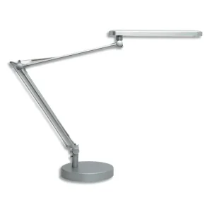 UNILUX Lampes à Led Mamboled Grise en ABS et alu - Bras 2 x 32 cm, Tête 28,5 x 4,5 cm Socle D16 x H2,5 cm