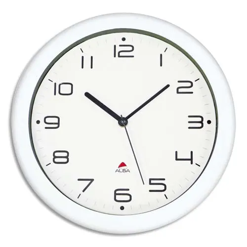 ALBA Horloge murale Hornew sielncieuse mouvement quartz à pile 1AA non fournie - D30 cm, P4,08 cm Blanc