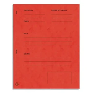 EXACOMPTA Paquet de 25 dossiers de plaidoirie pré-imprimés, en carte 265g. Coloris Rouge.