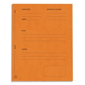 EXACOMPTA Paquet de 25 dossiers de plaidoirie pré-imprimés, en carte 265g. Coloris Orange.