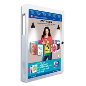 OXFORD Boîte de classement personnalisable Polyvision 24x32cm, en polypro 7/10e. Dos 4cm. Incolore