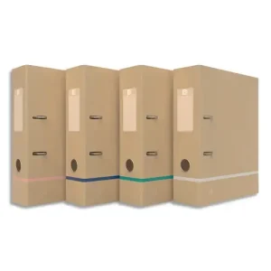 OXFORD Classeur à levier TOUAREG dos 8cm. Kraft recyclé. Coloris beige liseret assortis