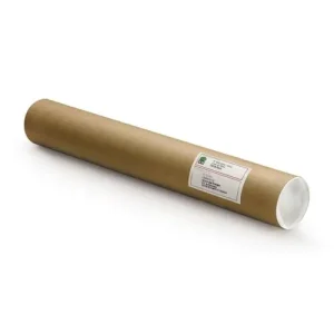 Tube d'expédition en carton Brun 72g avec embouts emboîtables en plastique Blanc, Format A1 : D5 x L64 cm