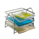 ALBA Set de 3 corbeille à courrier en metal argenté MESHTRAY3 M