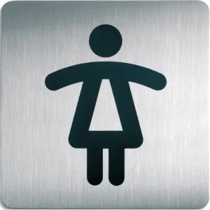 DURABLE Plaque Picto carré Toilettes Femmes en acier brossé inoxydable - 15 x 15 cm - Argent métallisé