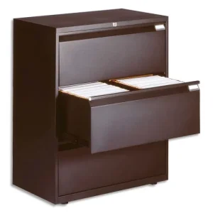 Crédence monobloc 3 tiroirs avec système anti-basculement Noir H 102 cm