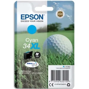 EPSON Cartouche Jet d'Encre DURABrite Ultra Cyan XL "Balle de Golf'' 34 - C13T34724010