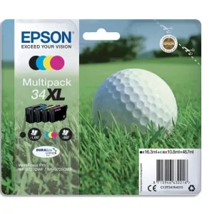 EPSON Multipack Cartouches Jet d'Encre DURABrite Ultra 4 couleurs "Balle de Golf'' 34XL - C13T34764010