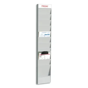 PAPERFLOW Planning Office Gris élément Complément 10 cases pour formats A4, L24,1 x H126,3 x P4,6 cm