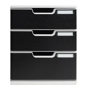 EXACOMPTA Module de classement Modulo Gris lumière Noir 3 tiroirs, en PS, format A4+ L28,8 x H32 x P35 cm