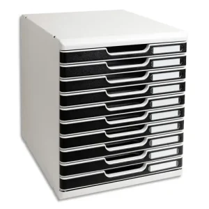 EXACOMPTA Module de classement Modulo Gris lumière Noir 10 tiroirs en PS, format A4+ L28,8 x H32 x P35 cm