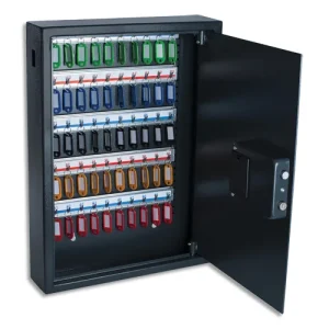 PAVO Armoire à clés électronique Gris foncé, capacité 50 clés - Dimensions : L40 x H56 x P10 cm