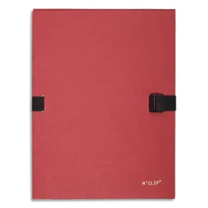 EXACOMPTA Chemise extensible NCLIP en papier toilé. Sangle à clip. Dos rainuré 13cm. Coloris rouge