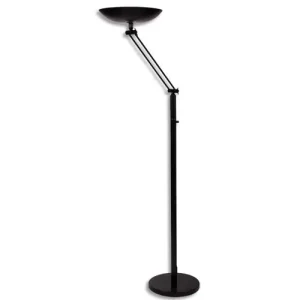 UNILUX Lampadaire à Leds Varialux Noir articulé - Hauteur 180 cm, Socle D34 cm, vasque D36 x H6 cm