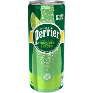 PERRIER Canette d'eau pétillante 33 cl minérale arôme Citron Vert