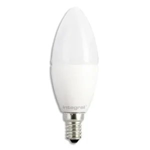 INTEGRAL Ampoule LED Candle Classic E14, 5,5 Watts équivalent 40 Watts, 2700 Kelvin 470 Lumen, opale