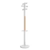 UNILUX Portemanteau Access 6 patères arrondies. Bois FSC. H: 175 cm. Porte-parapluies. Blanc bois