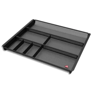 ALBA Organiseur de tiroir MESHORG en métal Mesh Noir 7 cmpt. Dimensions (lxhxp) : 34,5 x 2,5 x 24 cm