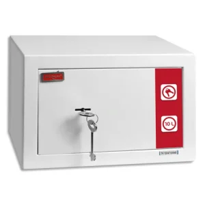 RESKAL Coffre de sécurité SM1 Premium 9,9 litres Blanc, 2 clés fournies - Dim : L31 x H20 x P20 cm